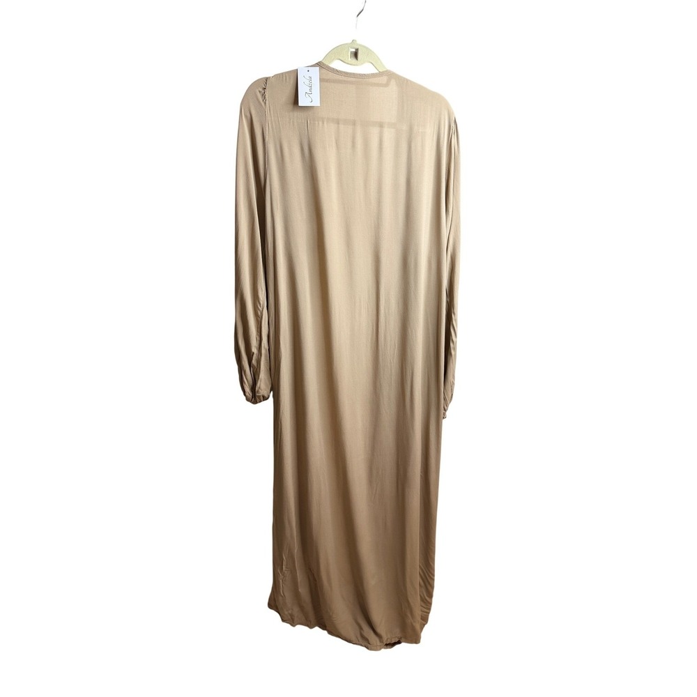 Andzela Italy 4Piece Set Duster Palazzo Pants Bandeau Headwrap Tan Viscose NEW M - Picture 4 of 11